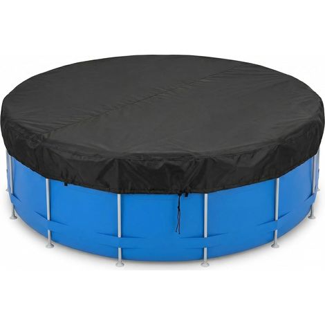 Bâche de piscine ronde 305 cm, bâche de protection UV, 420D Oxford, noir (1/5)