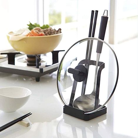 Porte-couvercle de casserole noir, organisateur de cuisine, 10 x 10 x 15 cm – DELKEVIC