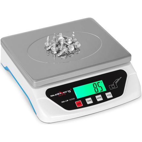 Steinberg Systems – Pèse-lettre digital 10 kg – Précision 0,5 g – Plateforme acier inoxydable 217 x 177 mm – Écran LCD rétroéclairé