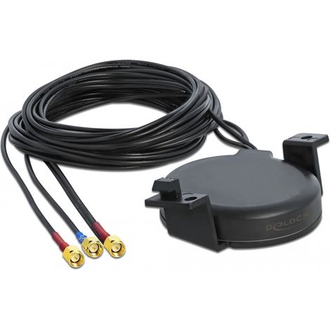 Delock LTE MIMO GNSS Antena 3 x SMA macho RG-174 3 m de montaje con tornillos para exteriores negro