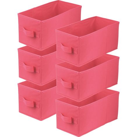 Boîte textile 15x31x15 rose foncé - Lot de 6 (1/5)