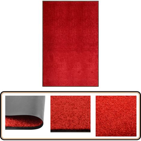 Fußmatte Waschbar Rot 120x180 cm - Innenfußmatte - Outdoor-Teppich - Waschebene - Anti-Rutschmatte - Türklinke