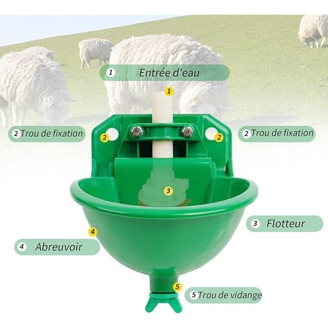 Abreuvoir Automatique Pour Moutons, Abreuvoir Pour BéTail Avec Trou de Drainage, Abreuvoir Automatique Pour Moutons, ChèVres, Chevaux, Abreuvoir Automatique Pour Bétail (2pcs)
