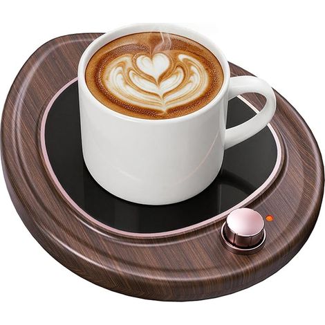 Coffee Cup Mug Warmer Temperature Control Electric Drink Tea Milk Candle Heater Desk Bedroom Wood (1/5)