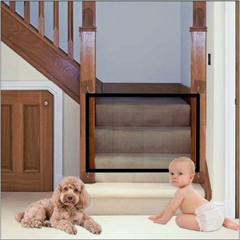 Magic Dog Gate, Portable Safety Fence, Pet Safety Gates, Folding Mesh Stair Gate, Baby Safety Fence, Pet Safety Enclosure (1/5)