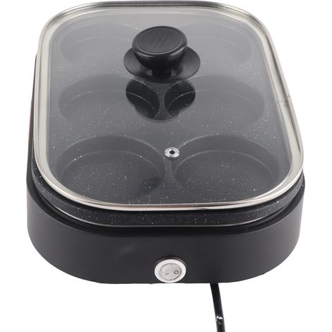 6 trous poêle à œufs antiadhésive casserole petit-déjeuner multifonction machine à hamburger avec couvercle (1/5)