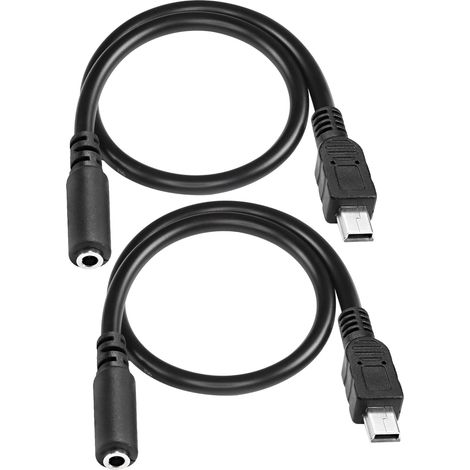 Mini USB mâle à 3,5 mm audio câble, 5 broches Mini USB à 3,5 mm femelle trrs câble adaptateur Jack quadripôle pour casque micro à clip actif - 33cm (Pack de 2) (1/5)