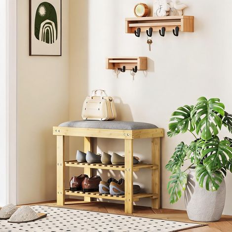 SunJet Console, table console, Banc à chaussures bambou 3 niveaux - Réf. 4V2TITPP1IVD (1/5)