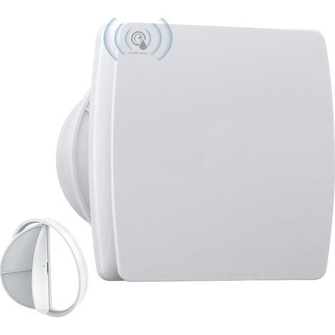 Extracteur d'Air 150mm Capteur de Température et d'Humidité 25W 250m³/h Ventilateur Mural avec Clapet Anti-Chocs, Anneau de Montage de Fenêtre, Prise pour Cuisine, WC, Salle de Bain (1/5)