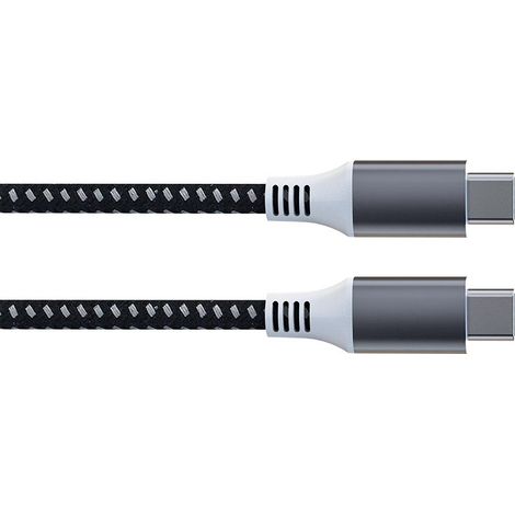Câble Usb - Usb 2.0 C à C 60w, 480mbps, Magnétique, Nickelé, Câble Tressé En Coton - 1 Mètre (1/5)