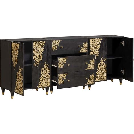 Maison Exclusive - Set di Armadi da Bagno con cassetto 3 pcs Nero 180 x 33 x 75 cm