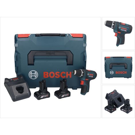 Bosch GSR 12V-15 Professional Akku Bohrschrauber 12 V 30 Nm + 2x Akku 6,0 Ah + Ladegerät + L-Boxx