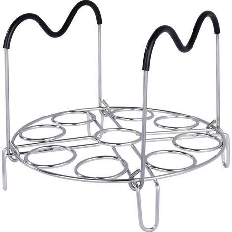 Grille de cuisson ronde avec poignée silicone, support pour pizza et cuisson vapeur, compatible autocuiseur et four (1/5)