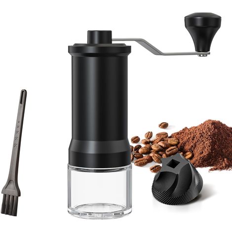 Moulin à café manuel, moulin à café manuel avec broyeur à cône en céramique haute précision, réglable sur 30 niveaux, pour Aeropress, espresso, café filtre et café français. (1/5)
