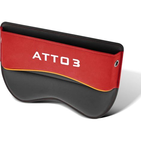 (Pour rouge) Organisateur d'espace entre les sièges auto, sac latéral avec ouverture pour câble de chargement, compatible avec la boîte de rangement universelle pour siège auto BYD ATTO3, accessoires (1/5)