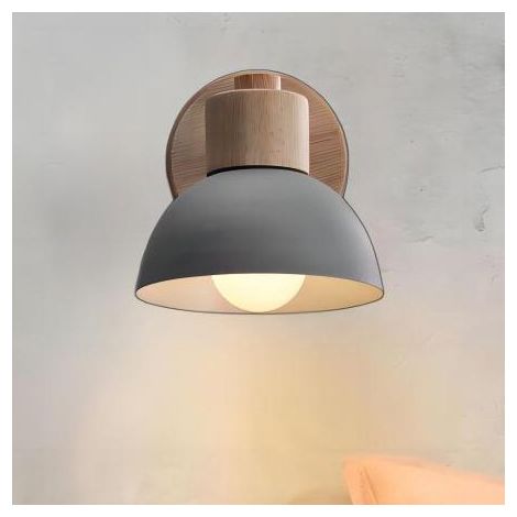 Wall Light Vintage Retro Indoor Lamp E27 Wooden Metal Wall Lamp Industrial for Bedroom, Living Room, Staircase, Hallway, Gray (1/5)