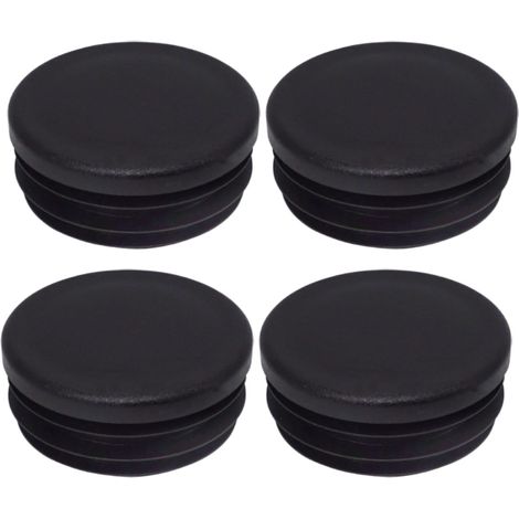 Lot de 4 Bouchon Tube Rond 50mm Plastique Noir RAL 9005 Pour Poteau Clôture