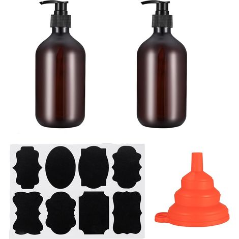 2 Pcs Distributeurs de Savon, 500ml Bouteilles de Shampooing à Remplir, Distributeur de Pompe Vide, Flacons Pompe, Distributeur de Lotion, Distributeurs de Liquide pour Lotion Gel Shampoing'2pcs'-'2pc