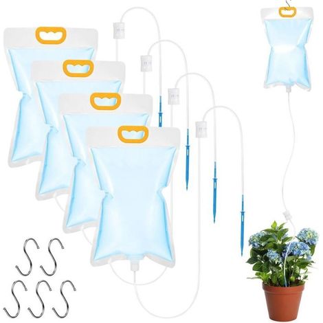 Automatische Bewässerungsbeutel, Bewässerungssystem mit einstellbarem Schalter, Bewässerungsvorrichtungen für Zimmer- und Gartenpflanzen, 5 Stück à 3,5 l (1/4)