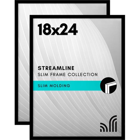 Lot de 2 cadres photo pour affiche, 45,7 x 61 cm, bords fins avec plexiglas poli, cadre photo mural avec matériel de suspension inclus pour affichage horizontal ou vertical, noir (1/5)