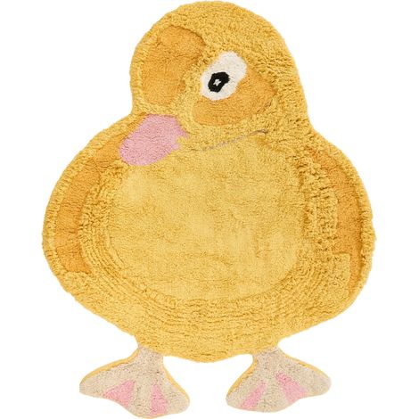 Kids Rug Yellow Cotton 95 x 120 cm Tufted Duck Shaped DUCKIE (1/5)