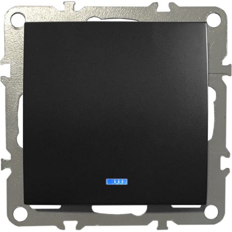 Schalter Lichtschalter Kreuzschalter mit Kontrollleuchte Unterputz 220-250V 10A Schwarz Matt