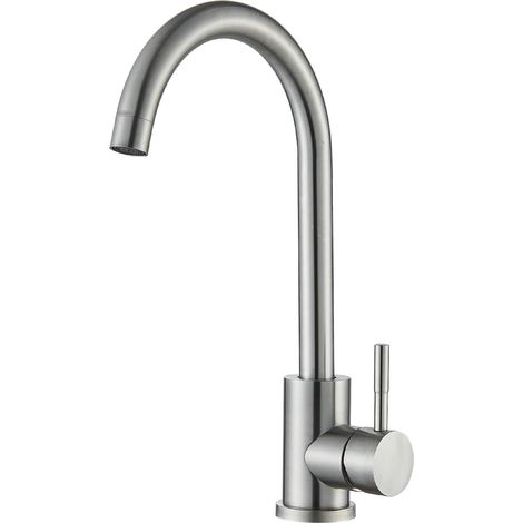 Robinet Cuisine Noir Mitigeur Cuisine Pivotant à 360° Col de Cygne Robinetterie de Cuisine Monocommande Robinet Evier de Cuisine Froide et Chaud