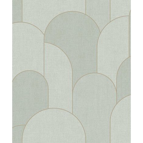 Papier peint arches art déco vert céladon doré (1/2)