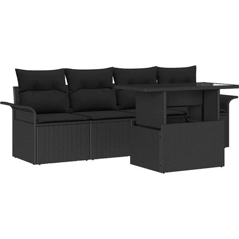 Maison Exclusive - Set Divano da Giardino 5 pcs Nero Rattan in Polipropilene