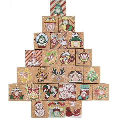 24PCS Boîtes Calendrier de l'Avent Vide à Remplir - Calendrier de l'Avent 2025 - Boîtes Cadeaux de Noël DIY - Sacs de Papier Kraft (1/5)