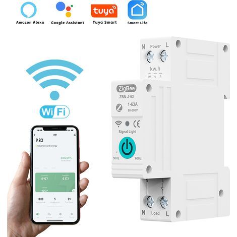 GARRYFIZH Disjoncteur Intelligent ZigBee TUYA - Commande à Distance par Voix, Compatible Assistant Google et Amazon Alexa - pour Maison Connectée (1/5)