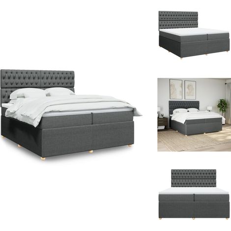 Sommier à lattes de lit avec matelas Gris foncé 200x200cm Tissu - Sommier À Lattes De Lit - Sommiers À Lattes De Lit - Lit - Meuble De Chambre À Coucher (1/5)