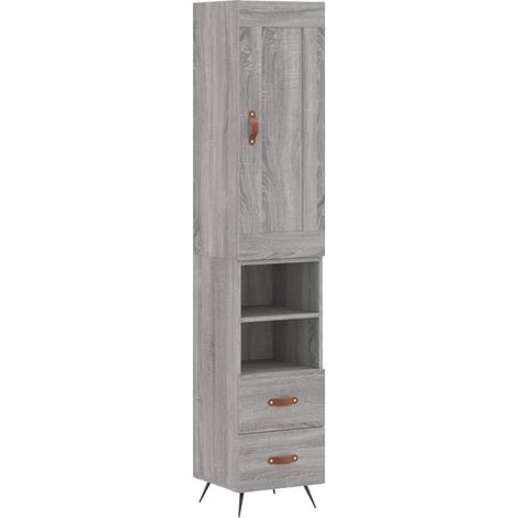 Maison Exclusive - Credenza Grigio Sonoma 34,5x34x180 cm in Legno Multistrato
