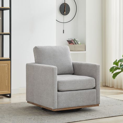 Poltrona girevole in chenille grigia 360°, poltroncina imbottita con braccioli,85x78x88,5 cm (1/5)