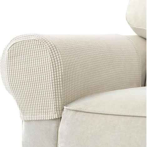 Canapé Bras Couvre Protecteurs,Couverture d'accoudoir de sofa,Couvre-bras,housse fauteuil cabriolet,Protecteur de meubles de fauteuil antidérapant,Housses de bras de canapé,2 pièces,Beige (1/2)
