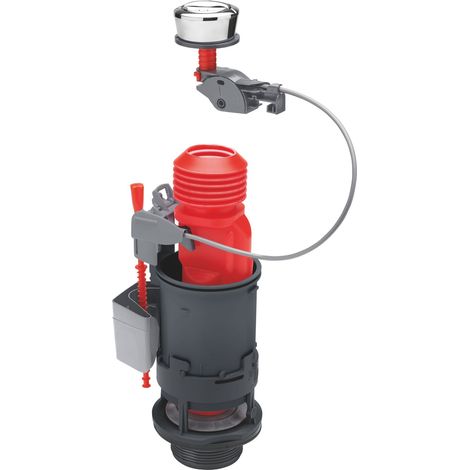 Mécanisme chasse d'eau wc double chasse avec bouton poussoir à câble MW2, Wirquin 10722802, gris (1/5)