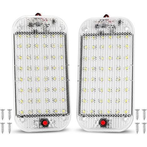 Lot de 2 lampes LED intérieures 10 W 48 pouces, universelles et lumineuses, avec interrupteur marche/arrêt, compatibles avec les véhicules 12 V à 85 V (voitures, camionnettes, camions, plafond). (1/5)