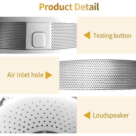 Capteur de monoxyde de carbone et d'alarme de fumée Détecteur de fumée et de CO de type composé Indicateur d'affichage LCD PPM Installation sans fil alimentée par batterie (blanc) (1/4)