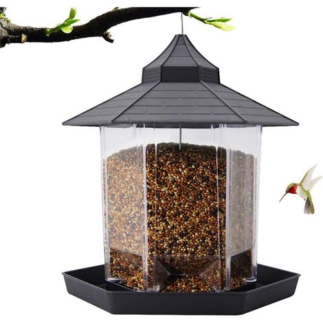 Mangeoire à oiseaux suspendue en plastique, récipient pour nourriture pour oiseaux d'extérieur étanche, accessoires pour animaux de compagnie (1/5)