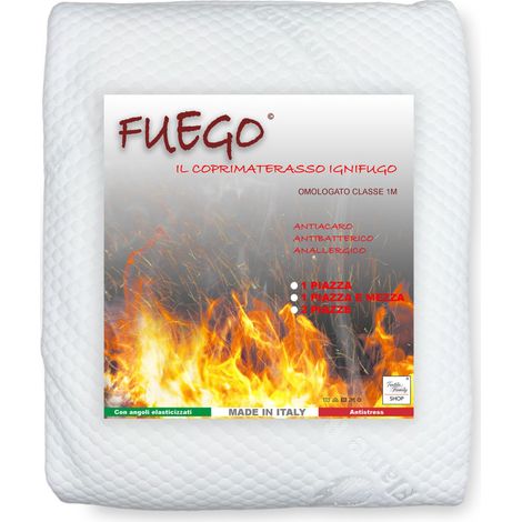COPRIMATERASSO Fuego Antiacaro Ignifugo Classe 1 Linea Alberghiera Omologato 1 PIAZZA E MEZZA (1/5)