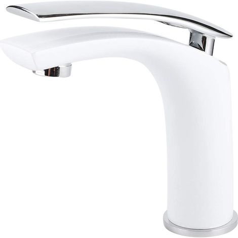Robinet Lavabo Salle De Bain, Mitigeur Monocommande Chaud Et Froid, Robinet Design Céramique Blanche, Mitigeur Lavabo Cuisine, Robinet Salle De Bain Économiseur Eau, (1/5)