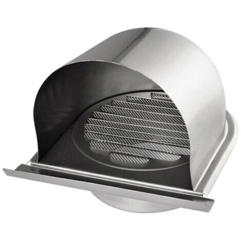 150mm Grille Aeration de Ventilation Inox, Grille de Hotte Cheminée Ronde Extérieur, Grille D'aération U avec Filet Anti-insectes, Grille Ventilation avec 45° Lams, pour Cuisine