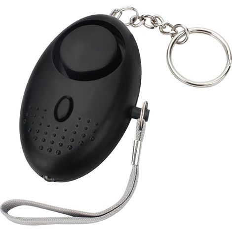 Alarme personnelle anti-agression 130dB avec lampe LED, porte-clés de sécurité autonome en ABS noir pour protection individuelle et dissuasion efficace lors de déplacements nocturnes (1/4)