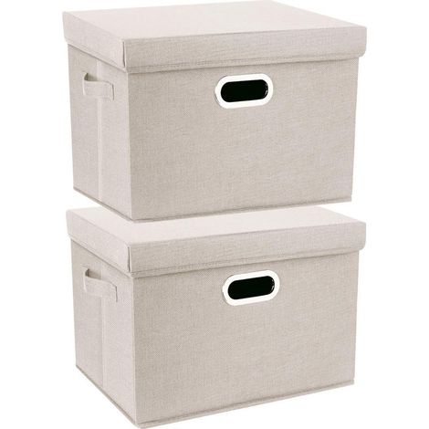 Set aus 2 faltbaren Aufbewahrungsboxen mit Deckel, waschbarer Stoff, 44 x 30 x 29 cm, 35 Liter Fassungsvermögen, für Zuhause und Büro (1/5)