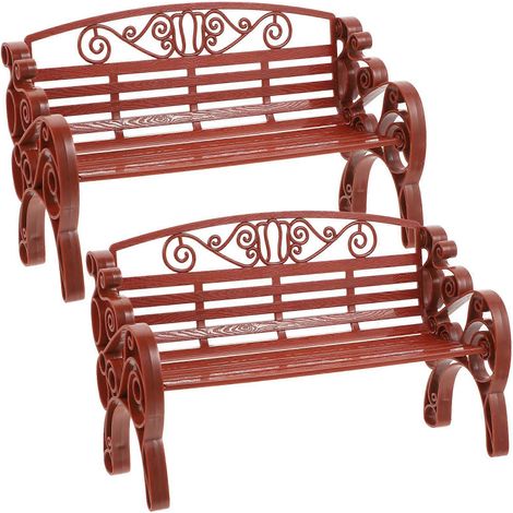 Lot de 2 petits bancs décoratifs, accessoires photo, mobilier de jardin-22X14X8.8CM-Brown (1/3)
