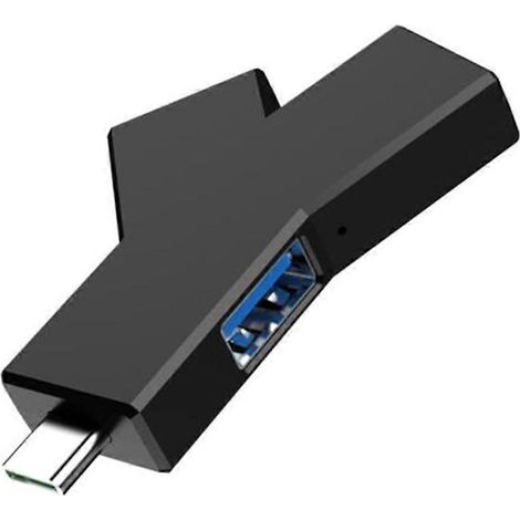 Hub USB 3.0 avec 3 ports USB 3.0 et 2.0 Type-C pour transfert de données, répartiteur en Y USB, station d'accueil de type C. (1/4)