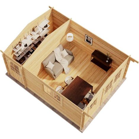 Alpholz Gartenhaus Jennifer-28 Gartenhaus aus Holz in Pinie, Holzhaus mit 28 mm Wandstärke, Blockbohlenhaus mit Montagematerial (1/5)