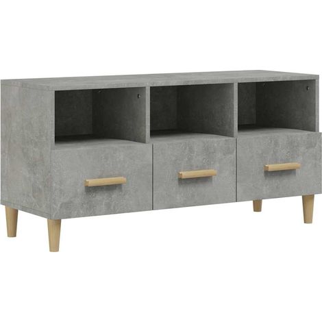 Meuble TV, Étagère TV, Meuble de Salon, Gris béton 102x36x50 cm Bois d'ingénierie OIB6160E (1/5)