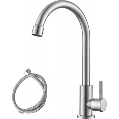 Robinet Eau Froide Uniquement Robinet Eau Froide De Cuisine À Une Main, Parfait Pour Le Jardin Ou La Cuisine, Design Élégant (1/4)