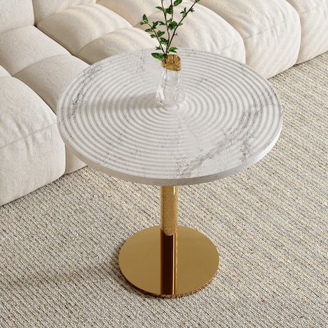 Table ronde moderne - Design tulipe élégant - Pied en métal stable - Diamètre 80 cm - Hauteur 76 cm - Blanc (1/5)